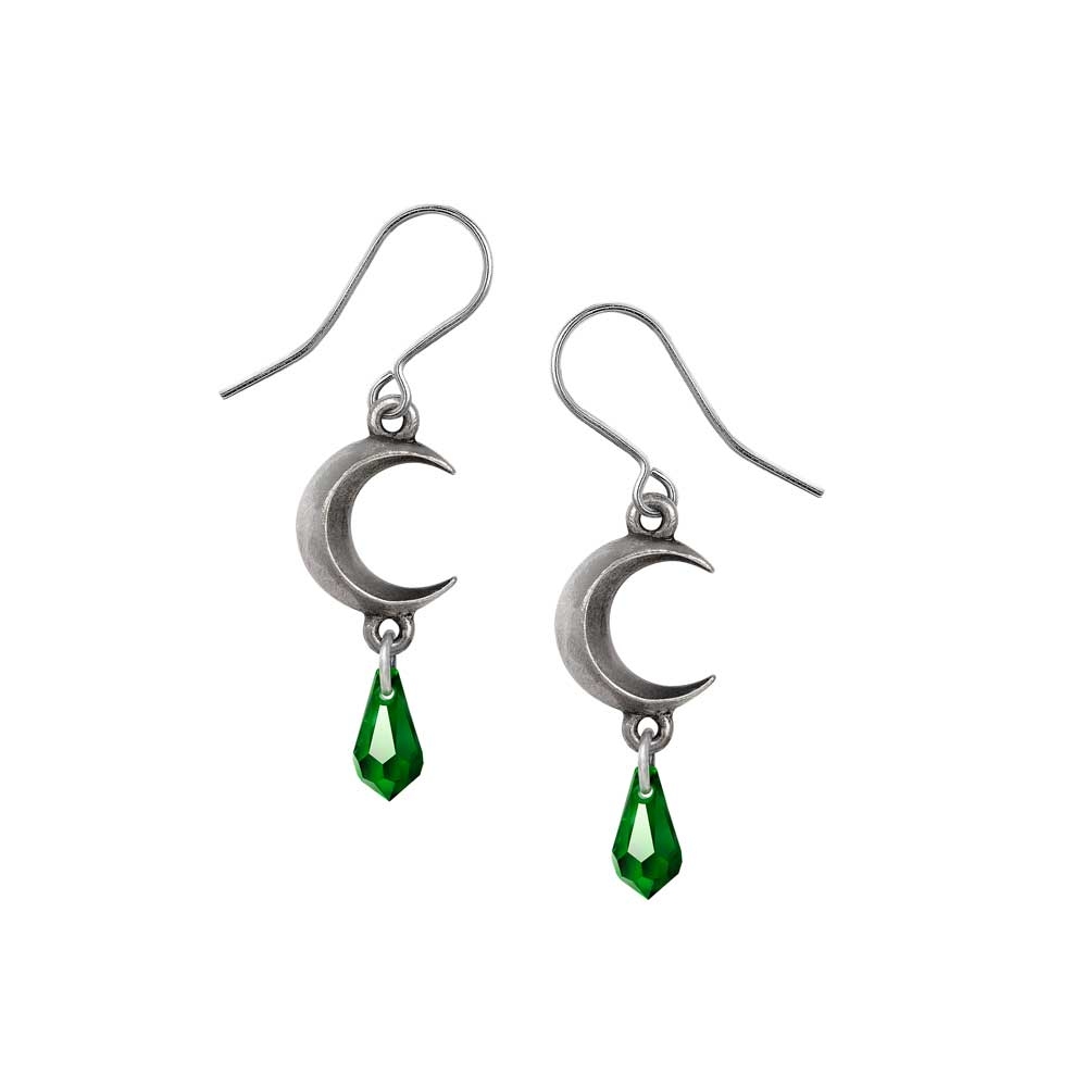 Alchemy - Tears of the Moon - Green Earrings - Silver coloured